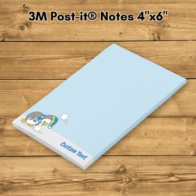 Bloco De Notas Pinguim Pequeno Pegando uma Bola de Neve Notas Pos (Criador carregado)