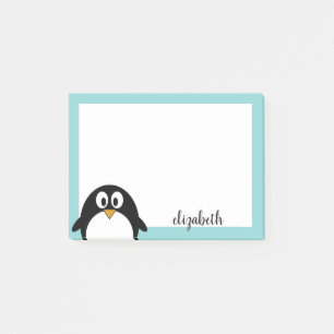 Bloco De Notas Pinguim-pinguim-branco azul-teta e preto