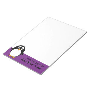 Bloco De Notas pinguim pinguim roxo de desenho animado