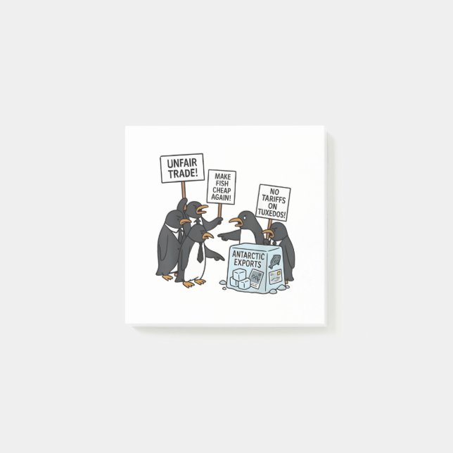 Bloco De Notas Pinguins contra Tarifas Anti Trump (Frente)
