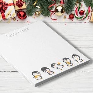 Bloco De Notas Pinguins de natal bonitos com nome em branco