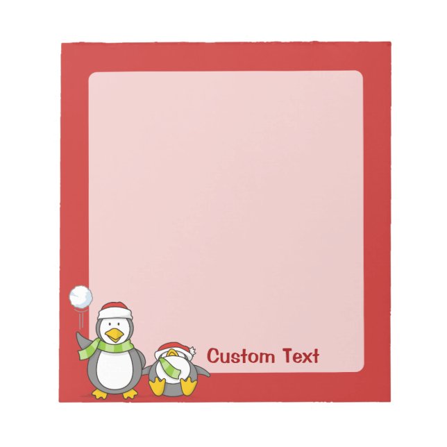 Bloco De Notas Pinguins de neve de Natal (Frente)