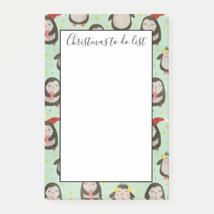 Bloco De Notas Pinguins Felizes Usando Chapéus de Papai Noel c/ L