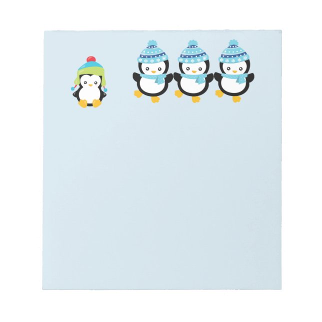 Bloco De Notas Pinguins vestidos para o inverno (Frente)