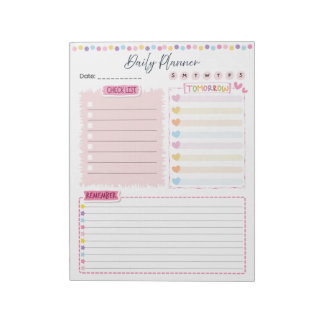 Bloco De Notas Pink Aesthetic Daily Planner Notepad
