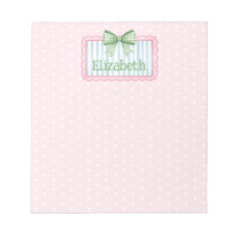 Bloco De Notas Pink and Blue Frame With Green Gingham Bow