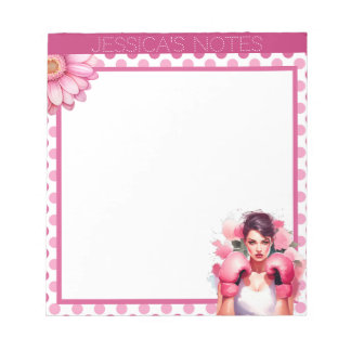 Bloco De Notas Pink and Pretty Floral Breast Cancer