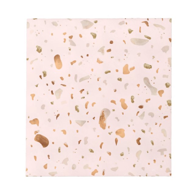 Bloco De Notas Pink Blush Terrazzo Com Douradas Manchas De Cobre (Frente)