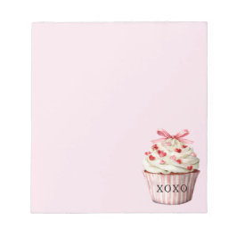 Bloco De Notas Pink Bow Red Hearts Cupcake  