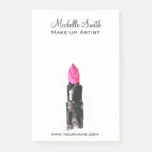 Bloco De Notas Pink chic e batom preto de aquarela Maquiagem