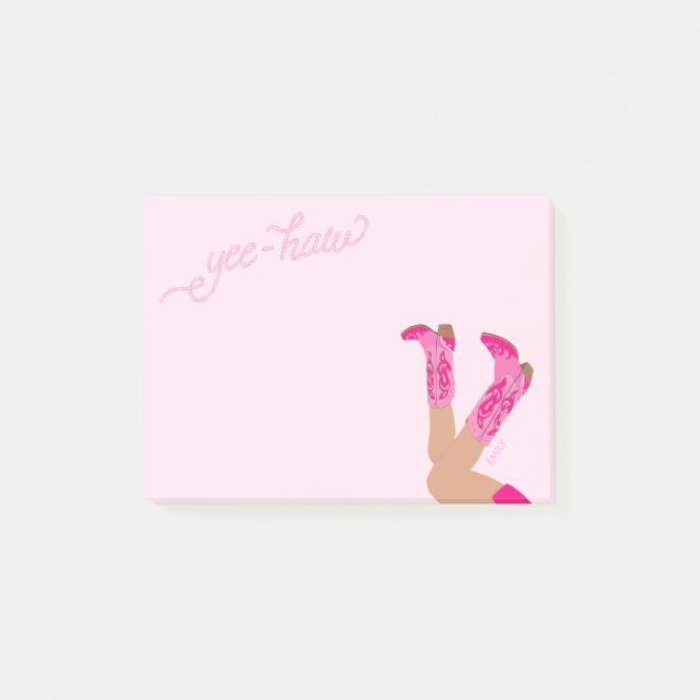 Bloco De Notas Pink Cowgirl Custom Name  (Frente)