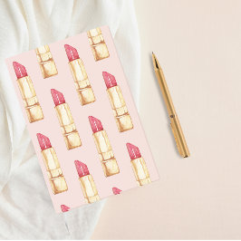 Bloco De Notas Pink e Lipstick vermelho modernos de Pastel
