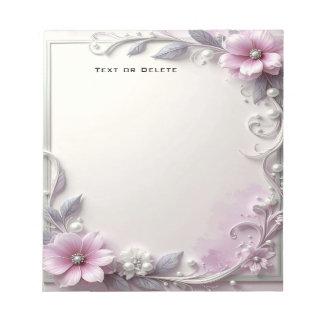 Bloco De Notas Pink Floral Frame Notepad