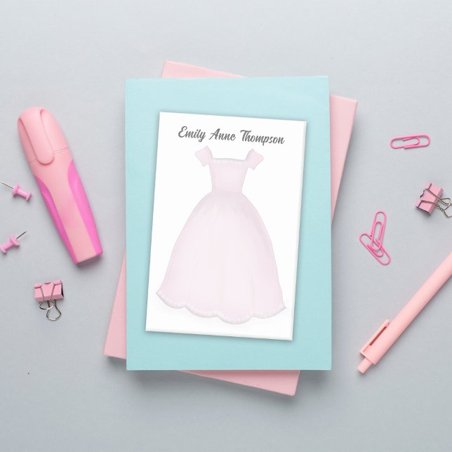 Bloco De Notas Pink Flower Girl Cute Personalized  (Pink flower girl personalized post it notes. perfect for bridal party gifts.)