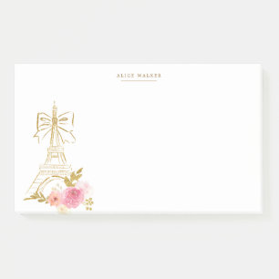 Bloco De Notas Pink Gold Parisian Chic Monogram 