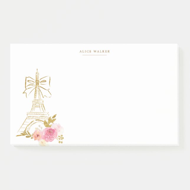 Bloco De Notas Pink Gold Parisian Chic Monogram  (Frente)