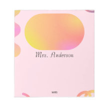 Pink & Gold Sparkle Personalized Teacher Notepad
