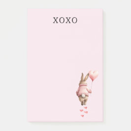 Bloco De Notas Pink Heart Balloon footsteps Bunny