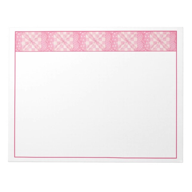 Bloco De Notas PINK HEART QUILT 11"X8.5" Notepad (Frente)