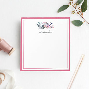 Bloco De Notas Pink Meadow Floral Personalizado