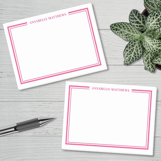 Bloco De Notas Pink Minimalist Monogram (Pink Minimalist Monogram Post-it Notes)
