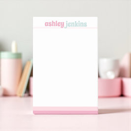 Bloco De Notas Pink & Mint Modern Name, Minimalist