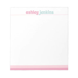 Bloco De Notas Pink & Mint Modern Name Minimalist Notepad