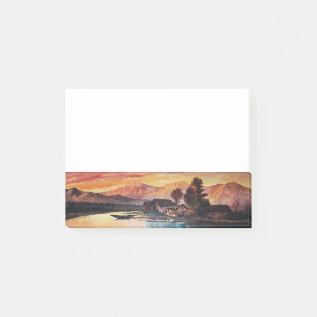 BLOCO DE NOTAS PINK MONTANHAS LAKE ALPINE SUNSET LANDSCAPE (Frente)