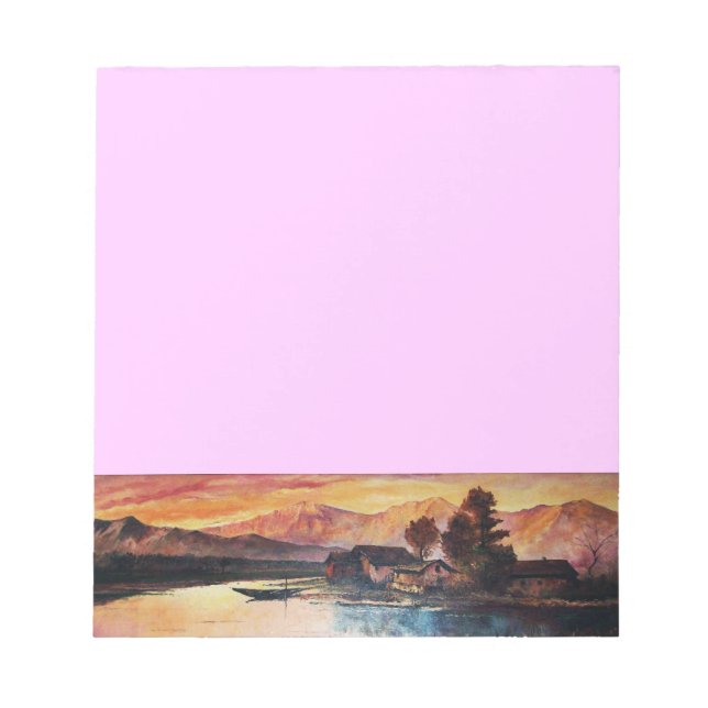 BLOCO DE NOTAS PINK MONTANHAS LAKE ALPINE SUNSET LANDSCAPE (Frente)