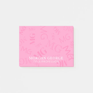 Bloco De Notas Pink Myriad of Monograms With Your Name