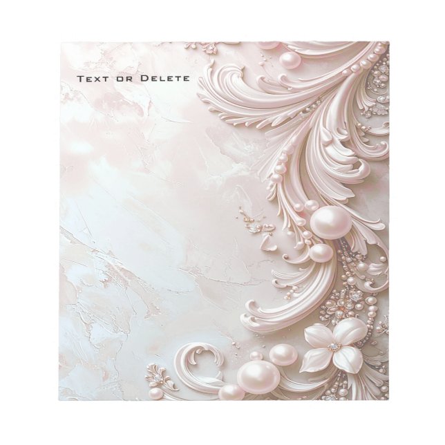 Bloco De Notas Pink Ornate Pearl and Floral Notepad (Frente)