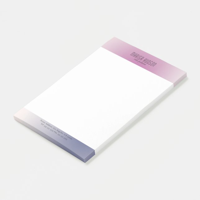 Bloco De Notas Pink Purple White Minimalist Aesthetic Gradient (Inclinado)