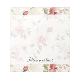 Bloco De Notas Pink Roses Floral 