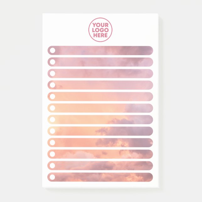 Bloco De Notas Pink Sky Clouds Stylish Business Logo To Do List (Frente)