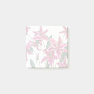 Bloco De Notas Pink Stargazer Lily Floral Pattern Sticky Notes