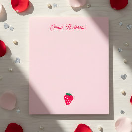 Bloco De Notas Pink Strawberry Valentines Day Personalized Name