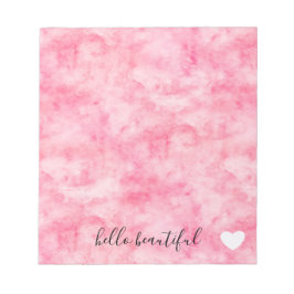 Bloco De Notas Pink Watercolor Olá Belo Coração
