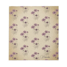 Pink Wildflower Pattern Vintage Antigo Paper Perso