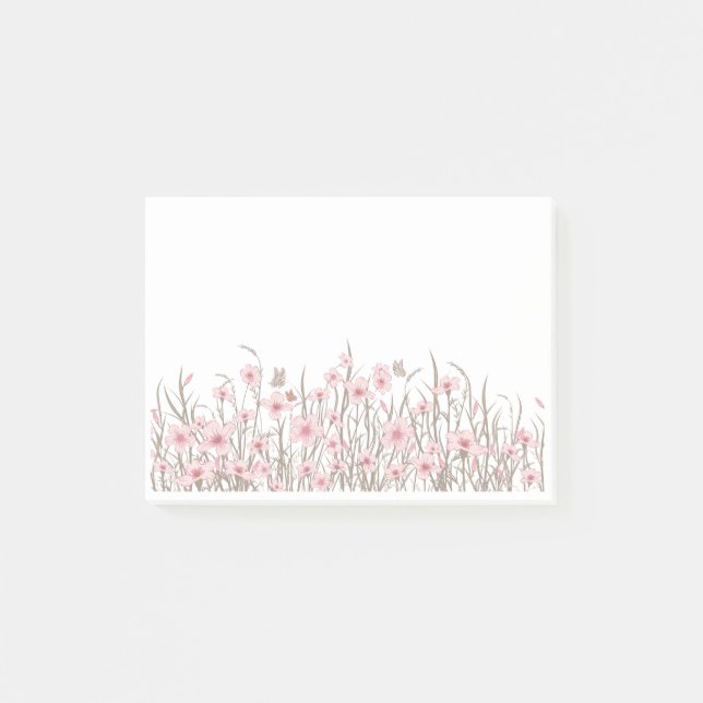 Bloco De Notas Pink Wildflowers  (Frente)