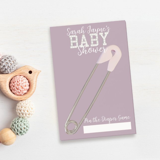 Bloco De Notas Pino do jogo do Chá de fraldas rosa nas notas da F (Pin the Diaper on the baby in a safe way using these post it notes. Just add your name)