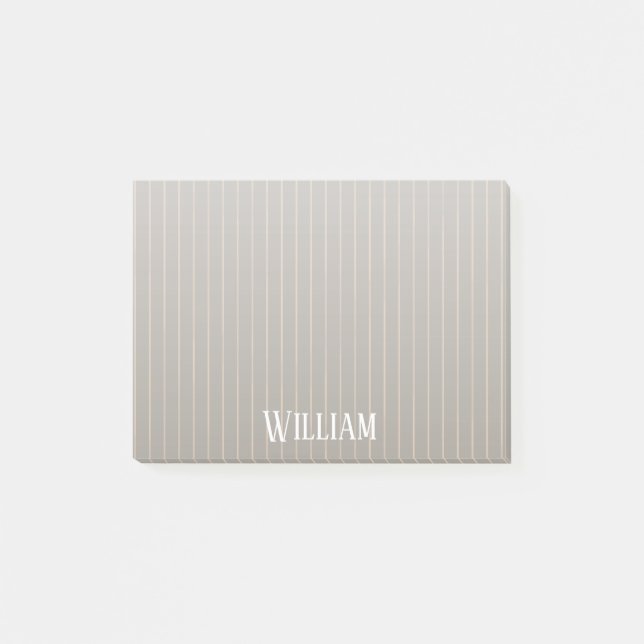 Bloco De Notas Pinstripes bege personalizado (Frente)