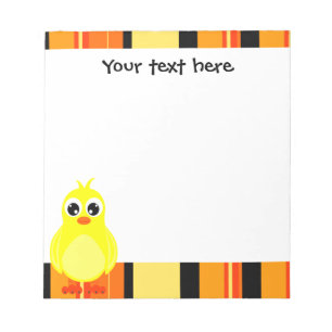 Bloco De Notas Pintinho bonito do bebê - listra alaranjada