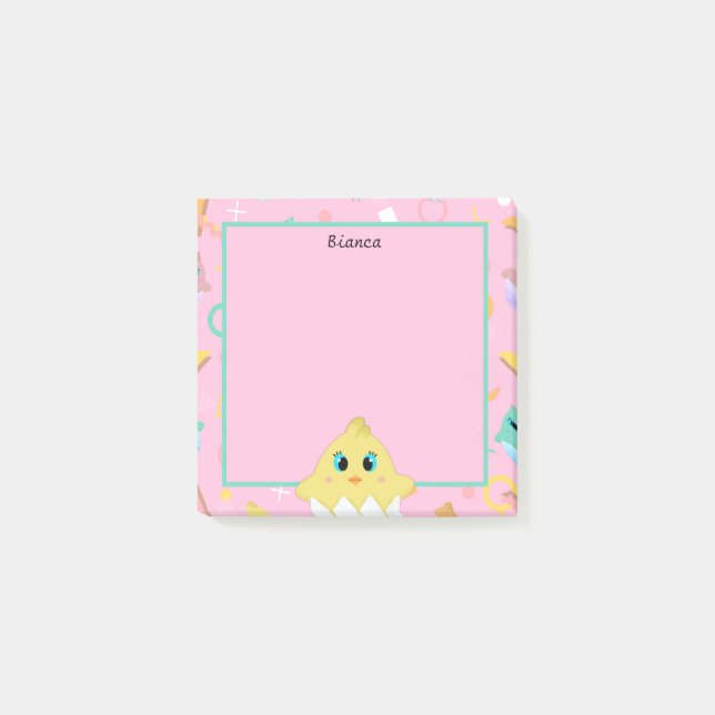 Bloco De Notas Pintinho de Bebê Rosa de Peekaboo (Frente)