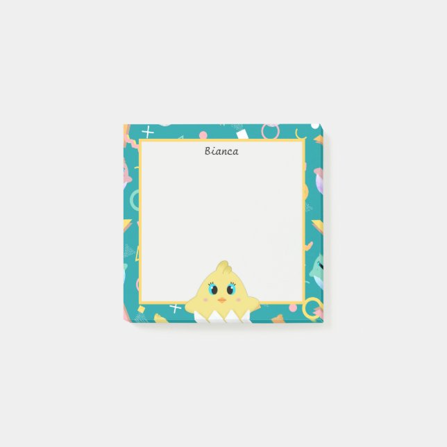 Bloco De Notas Pintinho de Bebê Verde Peekaboo (Frente)