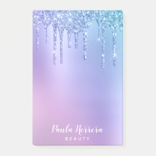 Bloco De Notas pintinho Elegante gotas de brilho azul e roxo
