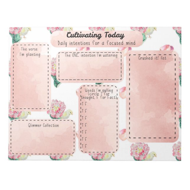 Bloco De Notas Pinto Bebê Mentalidade de Primavera Fresca Intençã (Frente)