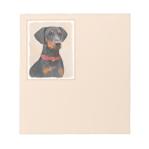 Bloco De Notas Pintura Alemã Pinscher Pintura Original Arte Anima