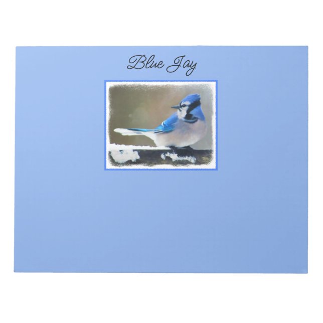 Bloco De Notas Pintura Blue Jay - Arte Original para Pássaros (Frente)