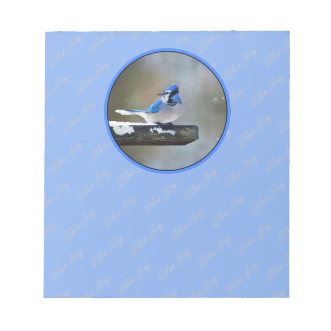 Bloco De Notas Pintura Blue Jay - Arte Original para Pássaros (Frente)