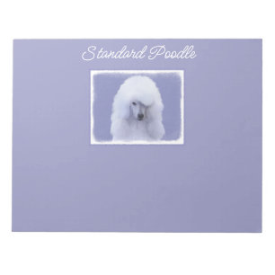 Bloco De Notas Pintura Branca de Poodle Padrão - Arte Cão Origina